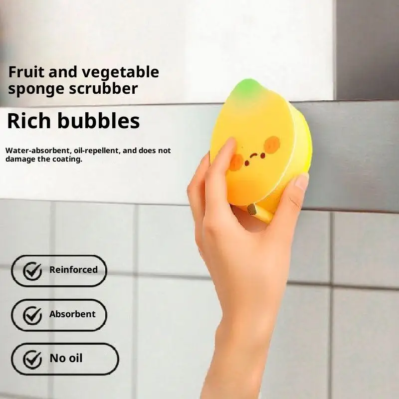 1/4 قطعة شكل الفاكهة لطيف سميكة الإسفنج غسل الصحون مسح منشفة المطبخ المنزلية وعاء فرشاة طبق الإسفنج تنظيف أداة