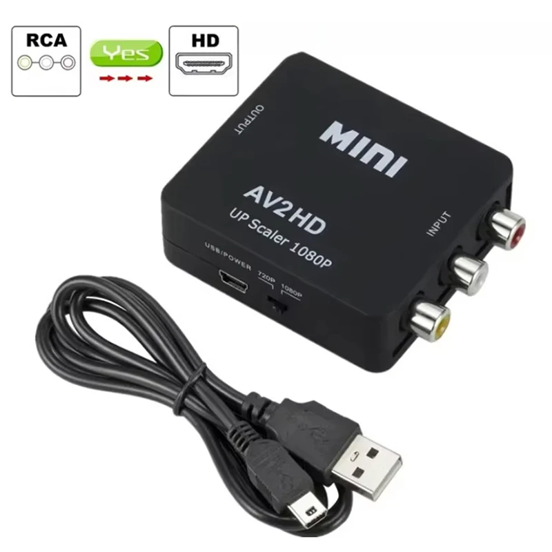 1080P AV Converter HDTV Video Scaler Adapter Box For HDTV DVD Projector Monitor Device Easy Connection Composite Output Adapter