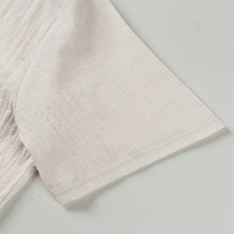 Herren-Henley-Shirt mit Stehkragen, Kurzarm, Baumwoll-Leinen-Mischung, Brusttasche, Atmungsaktiv, Sommer, Alltag, Reise, Strand, Freizeit-Oberteil – Detail 19