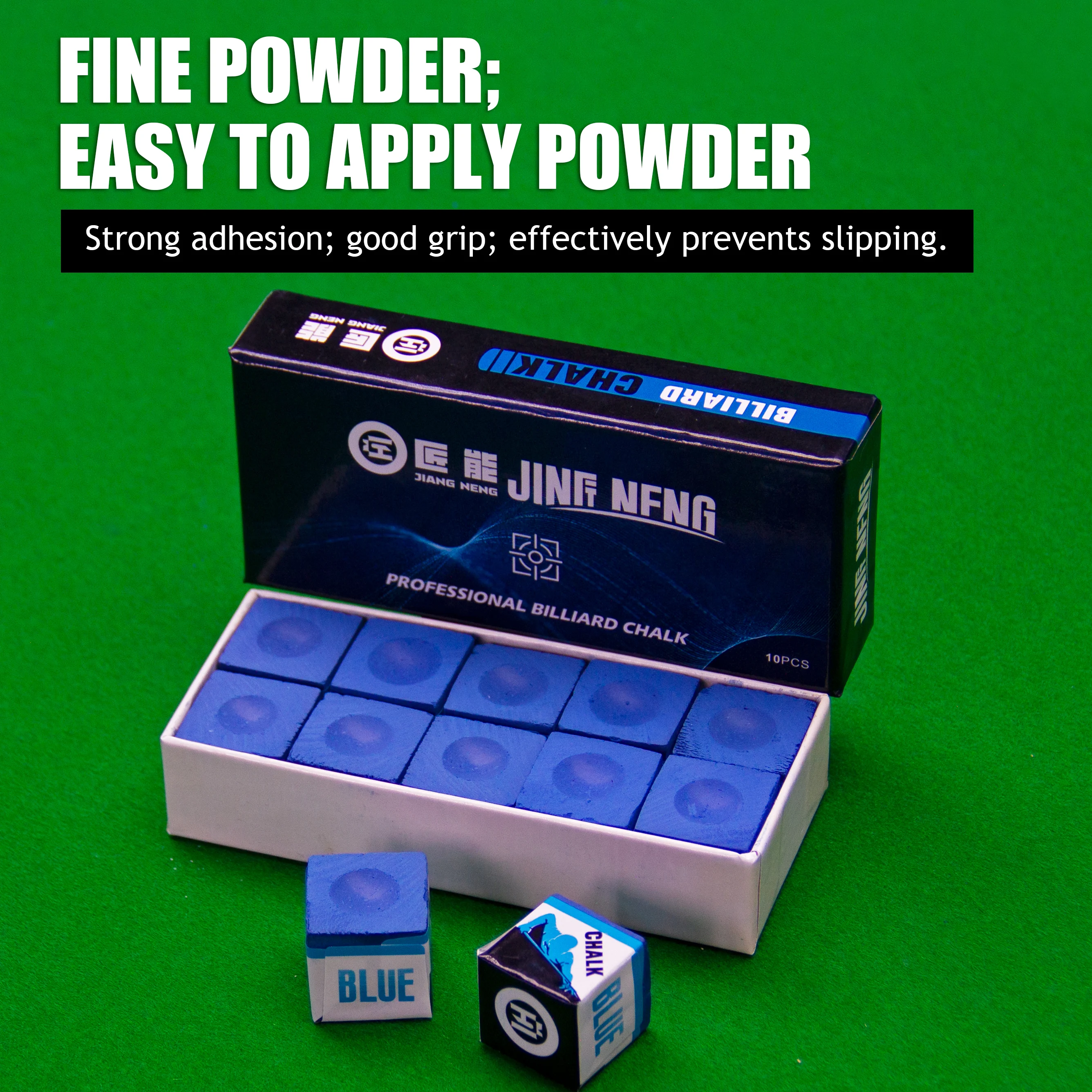 

10 шт., уровень с низкой пыли, бильярдный мел, профессиональный синий противоскользящий матч, тренировочный удар, точность, контроль вращения, аксессуары для кия