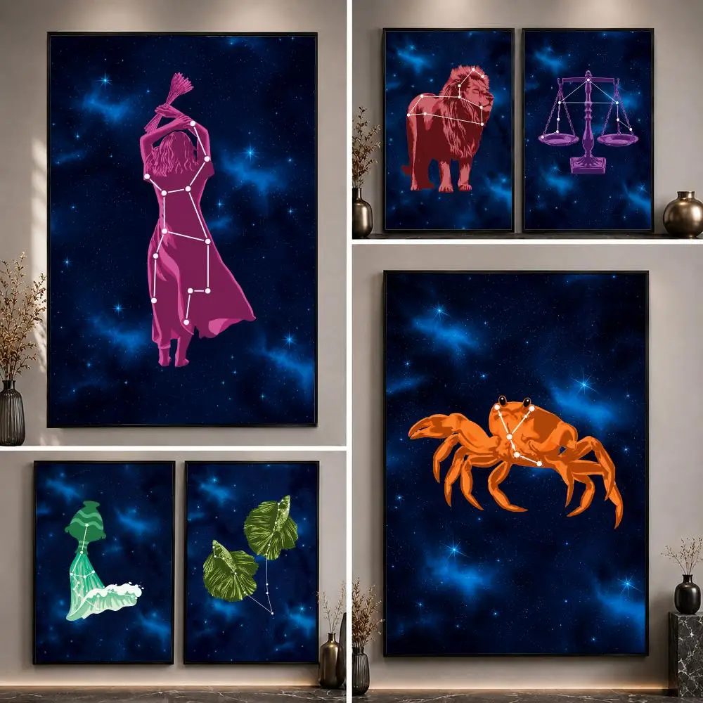 Zodiac Constellation Cosmic Graphic Aesthetic Poster HD Waterproof Eco-Friendly For Kitchen Bathroom Wall Art Bedroom Home Decor