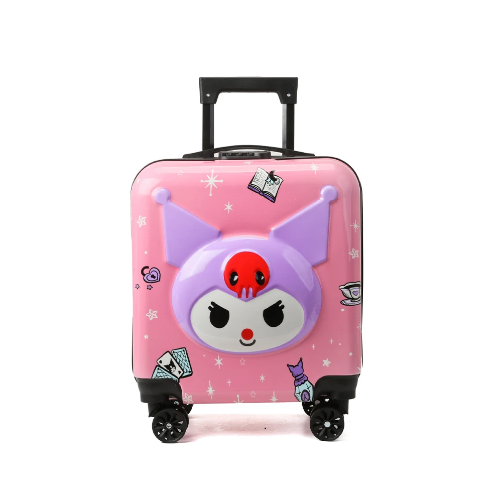 Anime Sanrios 18 Inch Children Trolley Case Kuromi Hello Kitty Kawaii Cartoon Girl Boys Travel Silent Universal Wheel Suitcase