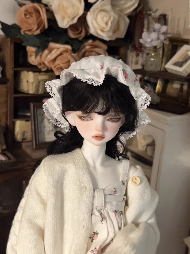 bjd poppenhoed is geschikt voor 1/3 en 1/4 maat elastische kant kleine aardbei slaapmuts popaccessoires