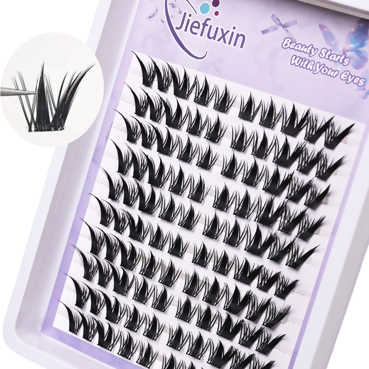 10 Reihen Cat Eye Cluster Wimpern handgemachte weiche DIY einzelne Wimpern Kosmetik Make-up Manga Wimpern – Detail 3