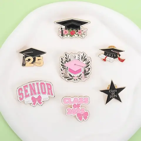 Graduation Season Brooch Bachelor Hat Flowers Books Knowledge Metal Badge Small Gifts Wholesale Lapel Pins and Badges Cap Pin