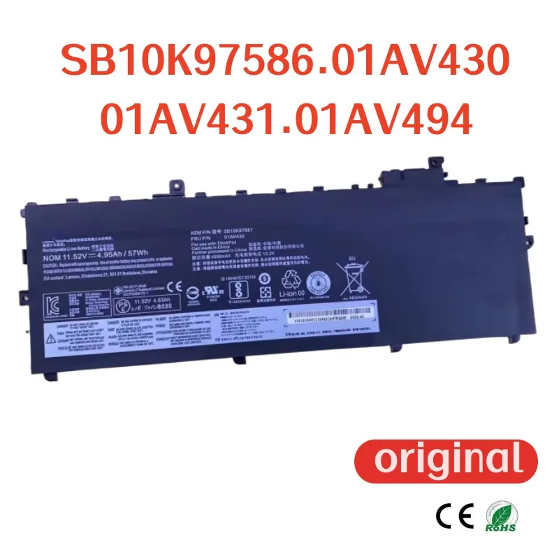 Bateria para laptops Lenovo, 100% Original, 4950mAh, SB10K97586, SB10K97587, SB10K97588, 01AV431, 01AV429, 01AV430, 01AV494