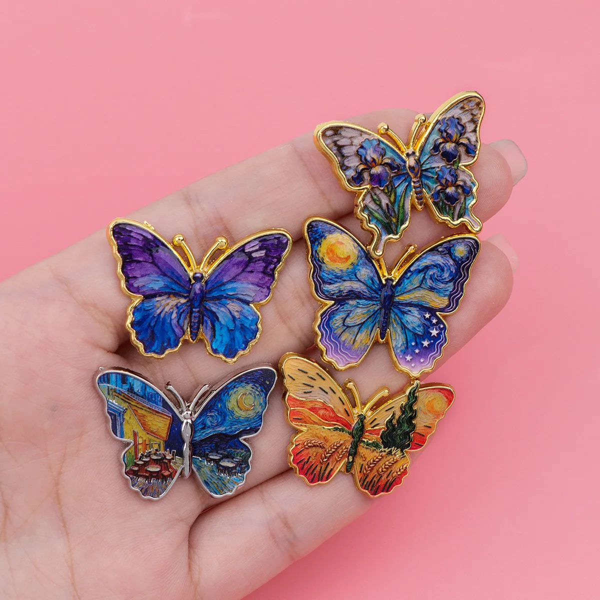 Starry Sky Sunflower Butterfly Cute Jewelry Manga Badges on Backpack Enamel Pin Brooches Briefcase Cartoon Accessories