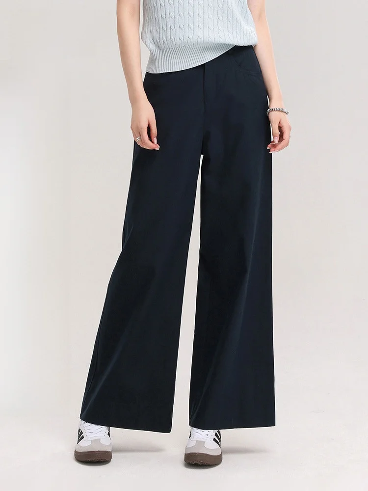 

Женские брюки с высокой талией и широкими штанинами, летние, 2024, новые, тонкие, свободные, прямые, повседневные, универсальные, струящиеся, в корейском стиле, для офиса