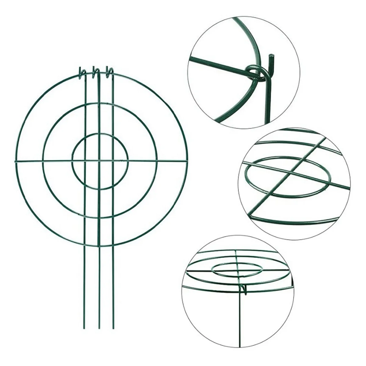 A11I 3 juegos de jaula de soporte de peonía, rejillas de aros para crecer a través de 4 patas, soporte para plantas, anillo de soporte fuerte para flores