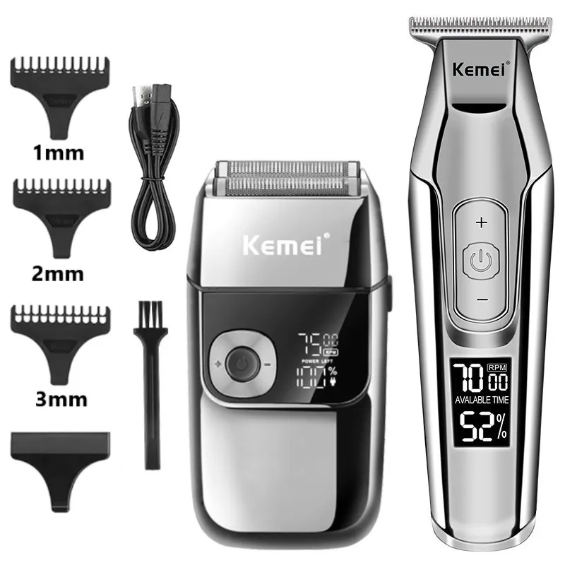 

Kemei hair clipper t9 men's trimmer kit metal professional electric razor USB rechargeable hair clipper men km-5027 Clipper