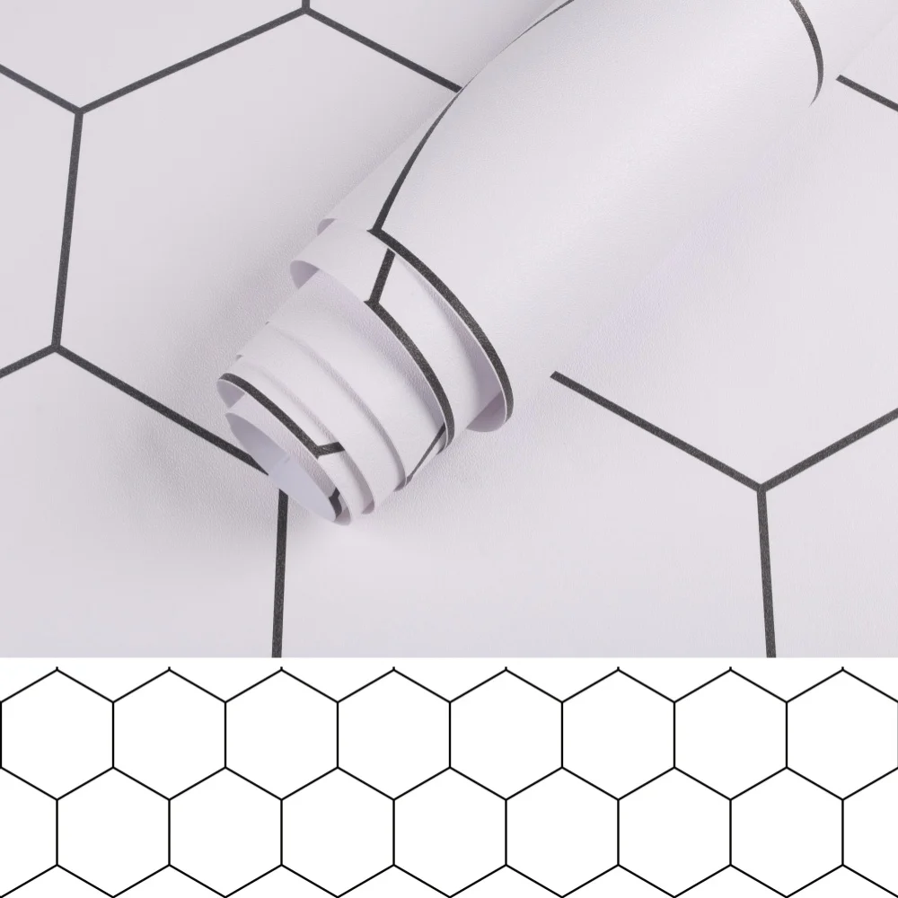 

DIY Geometric Hexagon Wallpaper Peel And Stick Wallpapers Self Adhesive Vinyl Wall Sticker For Kitchen Wall Home Shop Decorate