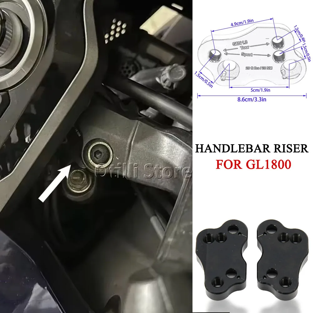 

Motorcycle Billet Aluminum Handlebar Risers Up Adapters Bracket Extender Mounts Clamp For Honda Goldwing GL1800 2018-2023 2022