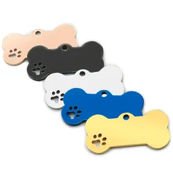 Collar personalizado de hueso inoxidable para mascotas, etiqueta de identificación grabada, nombre de cachorro, colgante de hueso, accesorios para mascotas, venta al por mayor, 20 piezas