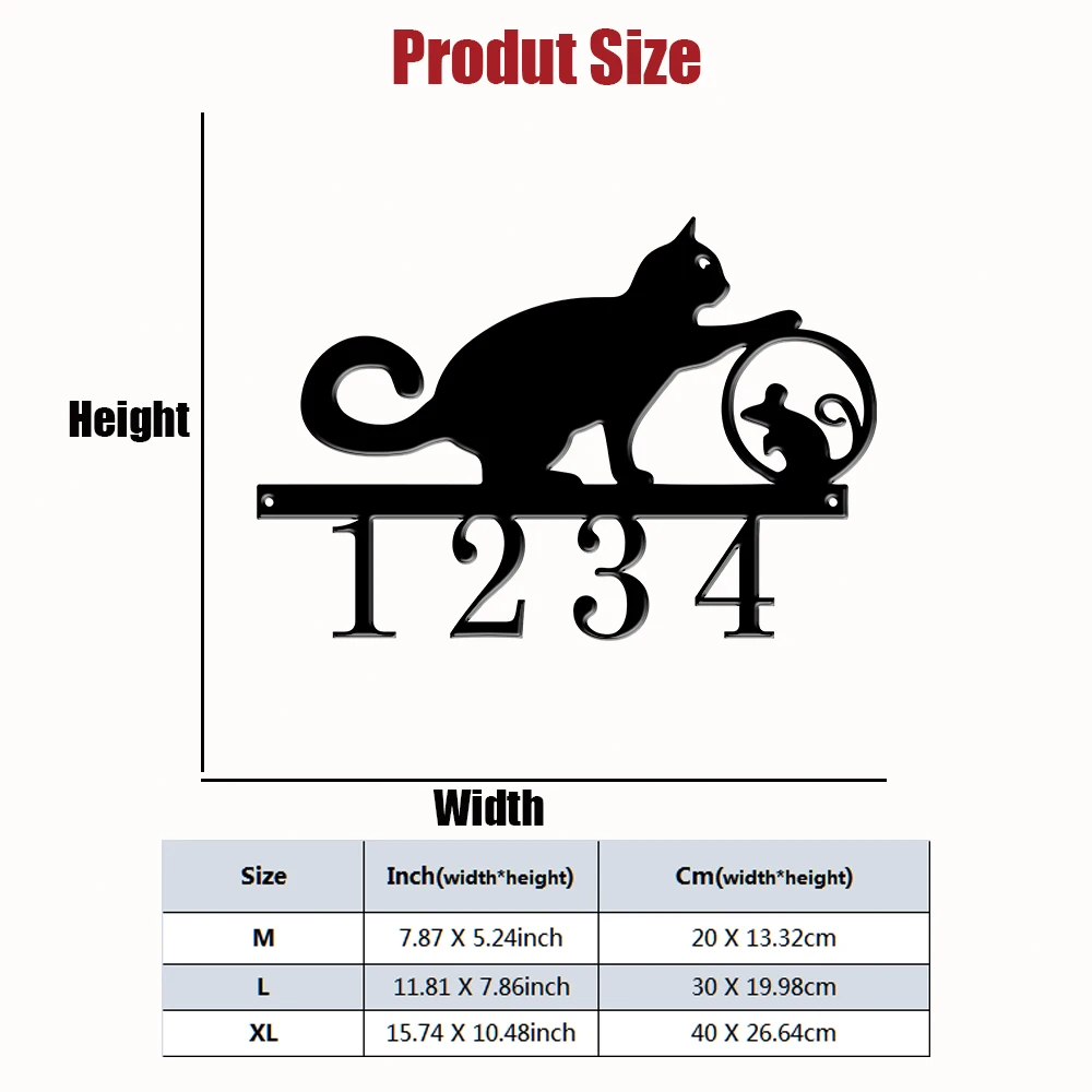 1Pc Custom cat Metal Door Street Address Number Sign,Ideal Home Room Garden Farm Fence Office Windows Wall Post Box Decor Gift view 4