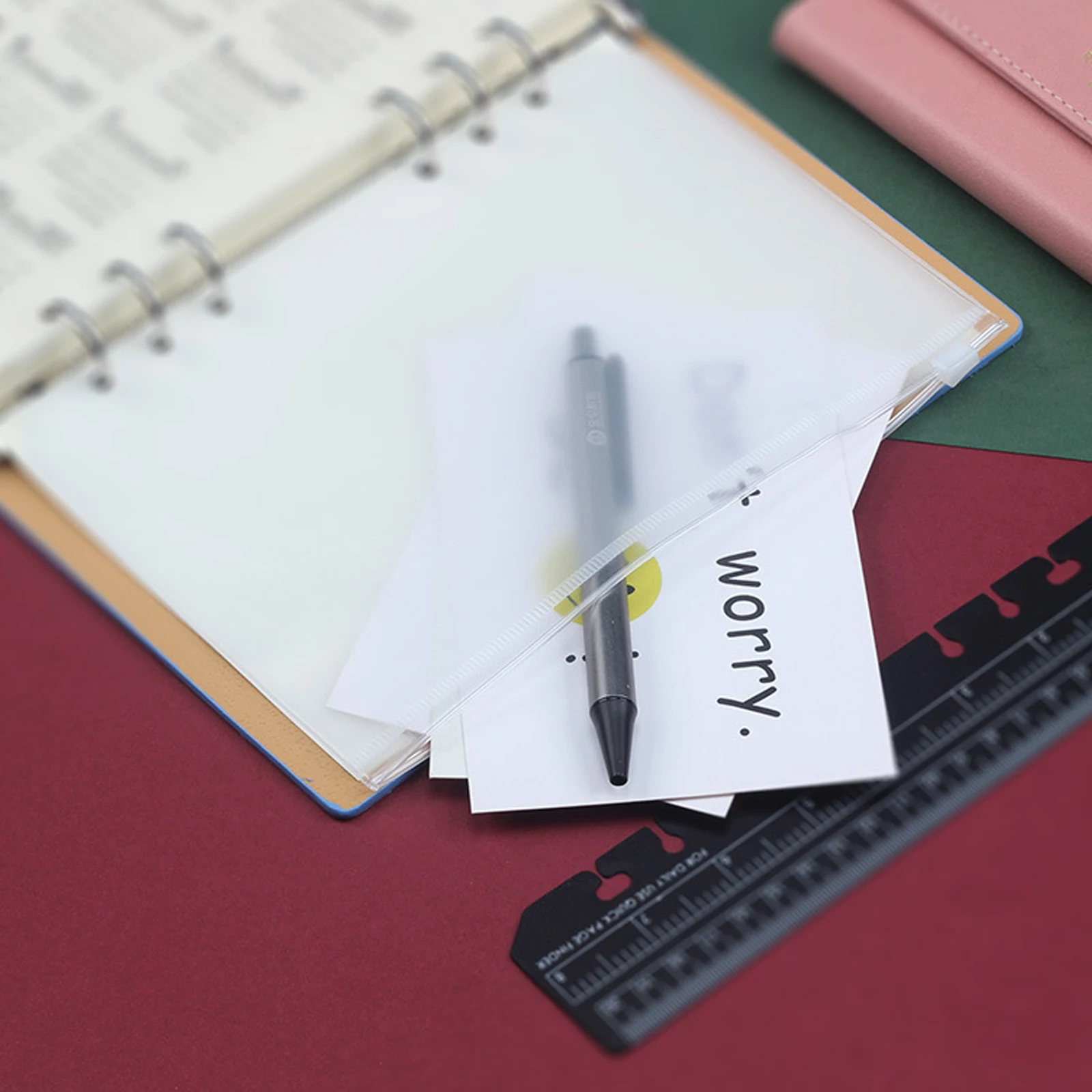 

10 pcs PVC Binder Zipper Pockets Lightweight Office Study Accessories Business Cards Notes Receipts Tickets Storage Folders