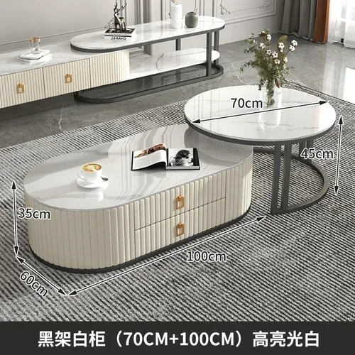 Coffee Tables Luxury Design Furniture for Home Living Room Marble Nordic Small Modern Mesa Lateral Aesthetic Coffe Side White