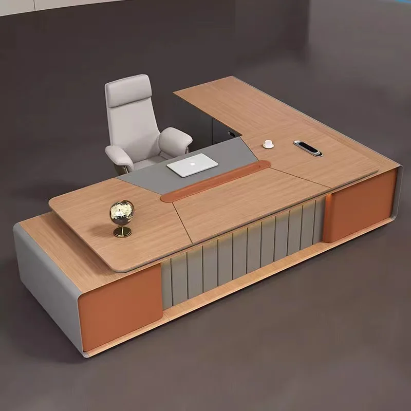 

* Luxury solid wood retractable desk, modern design, customizable size, color, with office chair