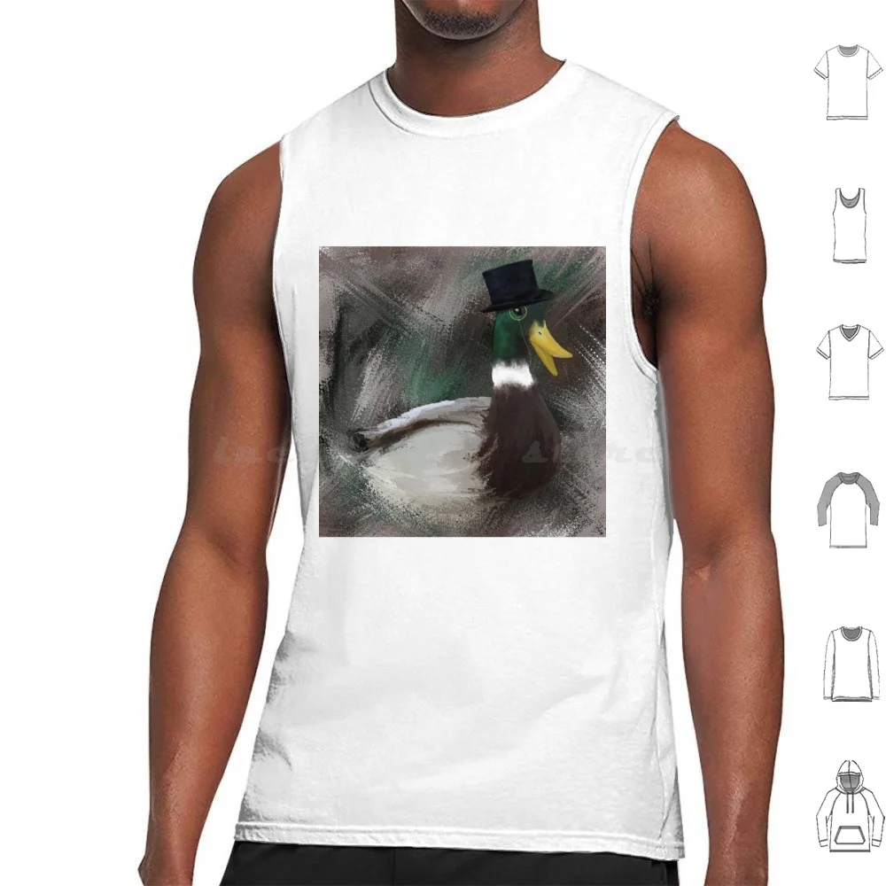 Classy Duck-Digital Painting Tank Tops Vest Sleeveless Duck Ducks Quack Quackers Classy Classy Duck Duck Lover Top Hat Monocle