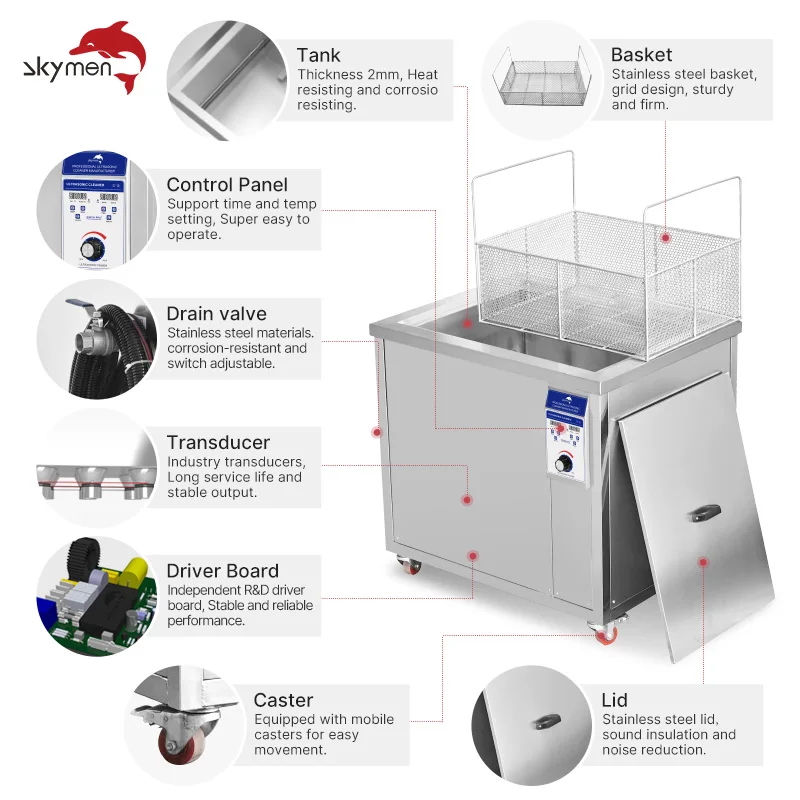 53L Industrial Ultrasonic Cleaner 180ST Custom 0-900W Engine Ultrasonic Cleaning Machine For Radiator Molds Hardware