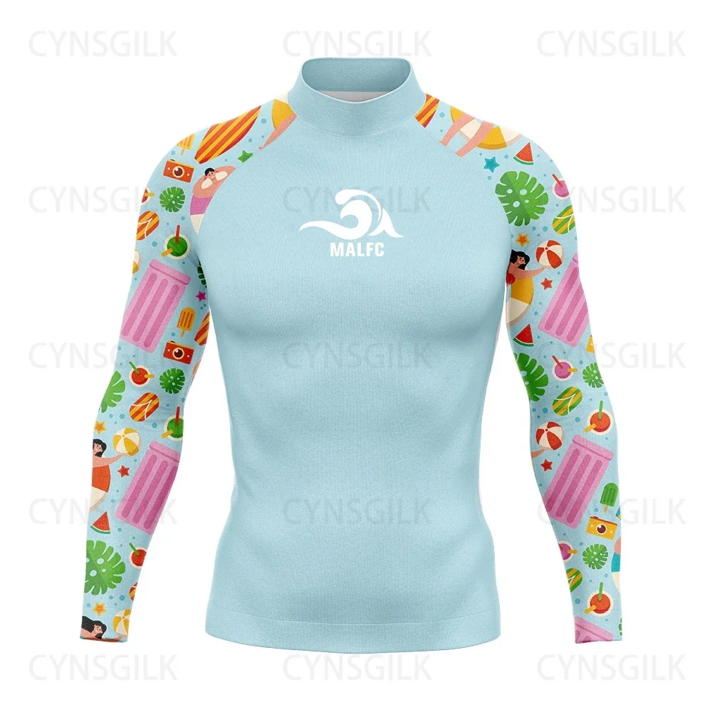 MALFC-Lange Mouw Rash Guard voor Mannen, Surfkleding, Badpak Rashguard, Surfkleding, UPF 50, Watersport, Zwemkleding, Snorkelen