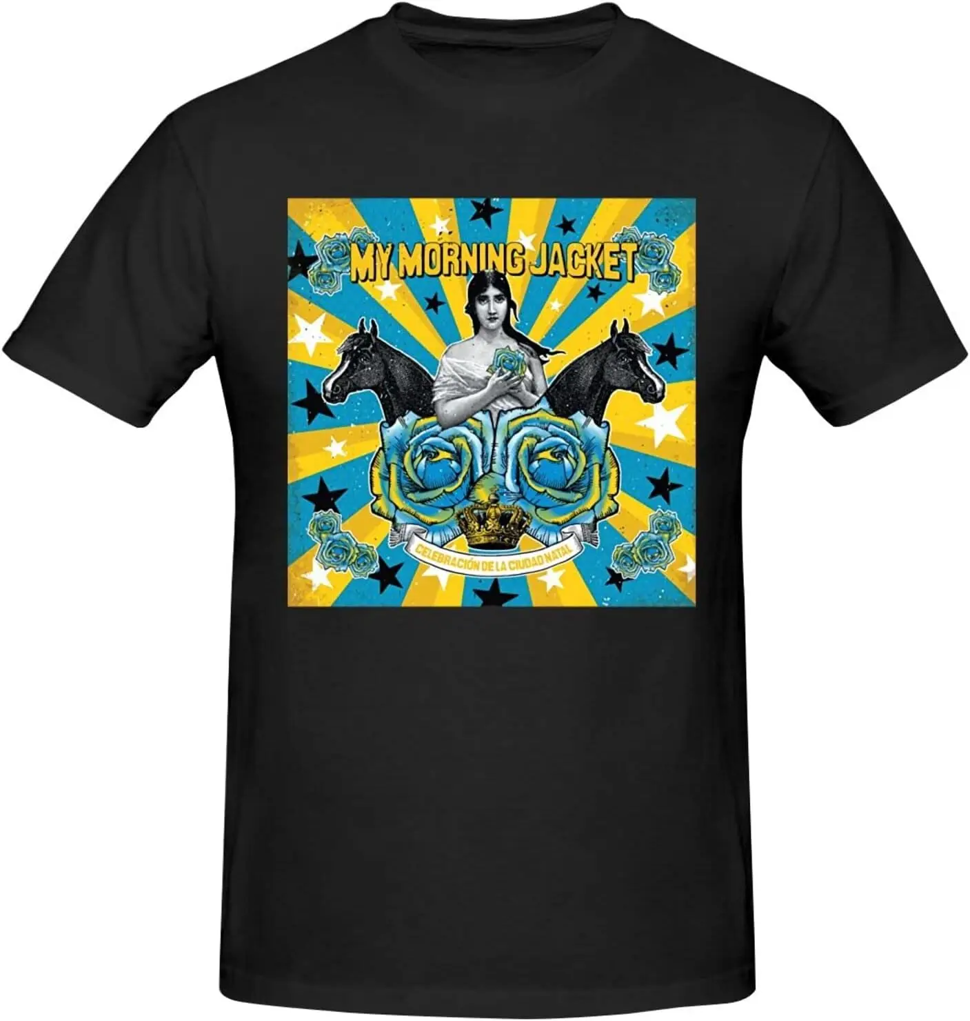 

My Morning Music Jacket Shirt Fashion Performance Basic Short Sleeve T-Shirt, Classic Crew Neck Casual Top Black