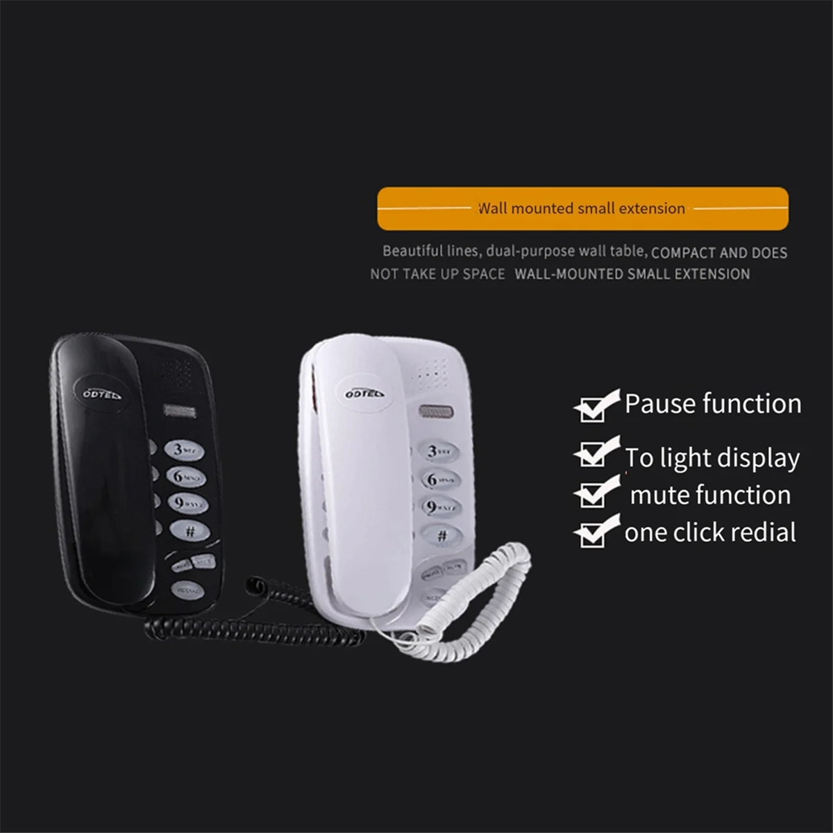 KXT-580 Big Button Corded Phone Wall-Mounted Telephones Machine Support Wall Mount or Desk Phone RedJAS