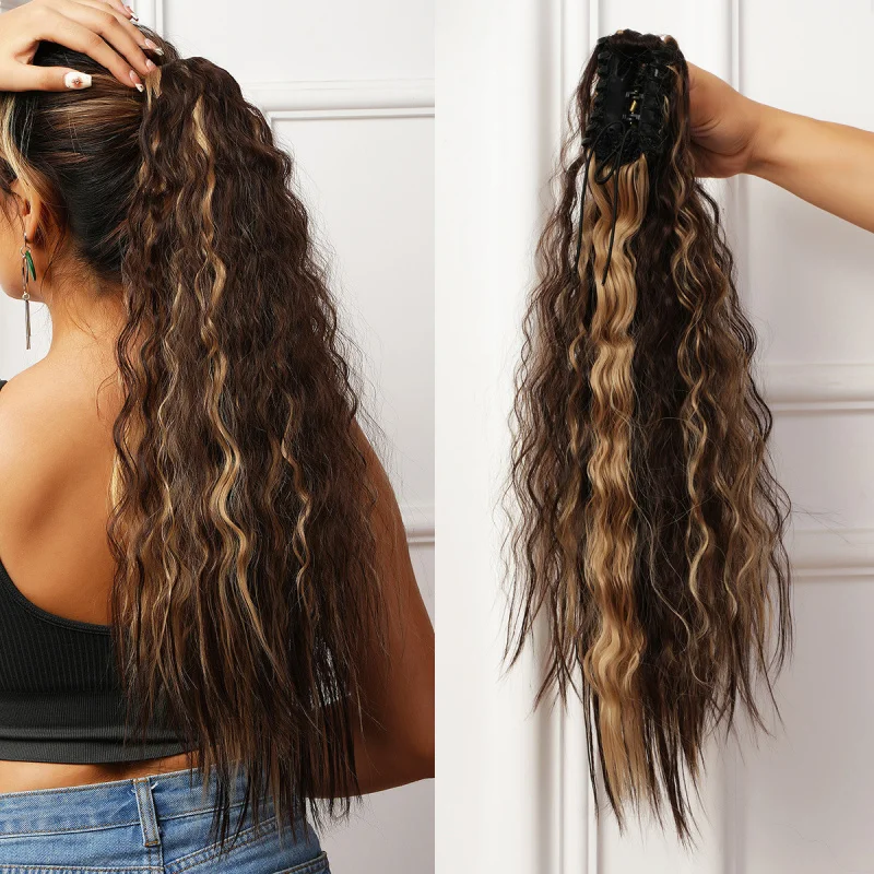 

Европейские и американские модные хиты продаж: популярный заколка-хвостик, кудрявый хвостик из искусственного волоса (имитация кукурузного ворса), оптом