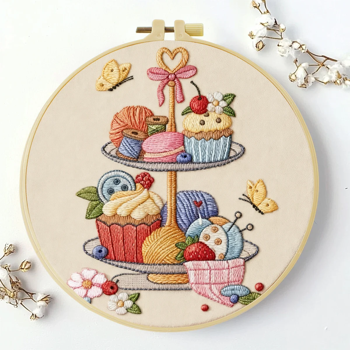 1 Stück 20X20CM/15X15CM 7,87/6,3 Zoll Dessert-Stickerei-Starter-Kit DIY-Kit DIY-Stickerei-Set Handarbeiten Heimdekoration – Detail 1