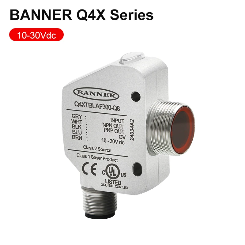 BANNER Q4XTBLAF300-Q8 Distance Measuring Displacement Sensor Side Hole Machine Side Hole Machine Laser Probe Sensor