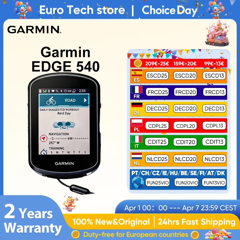 Ordinateur de cyclisme GPS Garmin EDGE 540 avec entraînement adaptatif et cartes polychromes