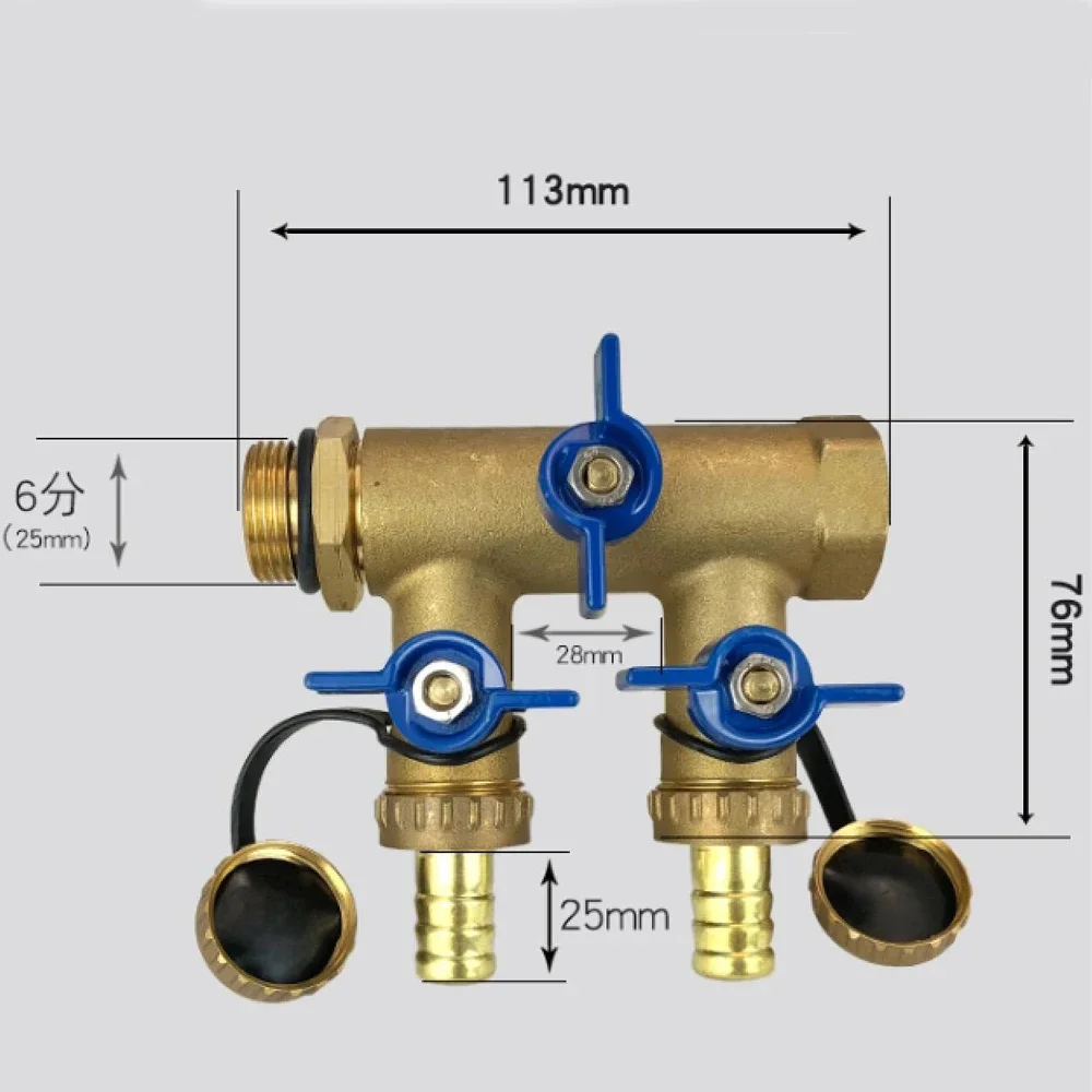 4-Way Injection Vale  3/4 inch Brass Pre-fill Surge Valve Three Head for Split Solar Water Heater