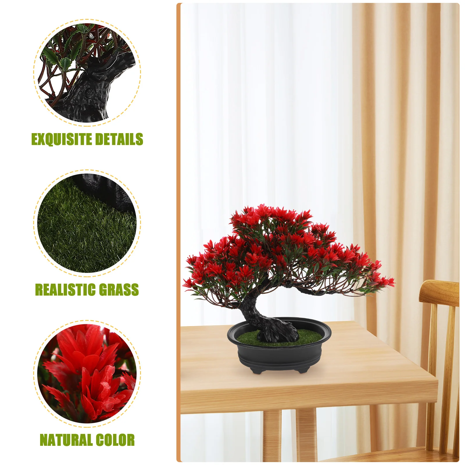 Artificial Plant Potted Bonsai Green Small Tree Plants Ornaments Realistic Everlasting Plastic Lifelike Potted home Flower Decor