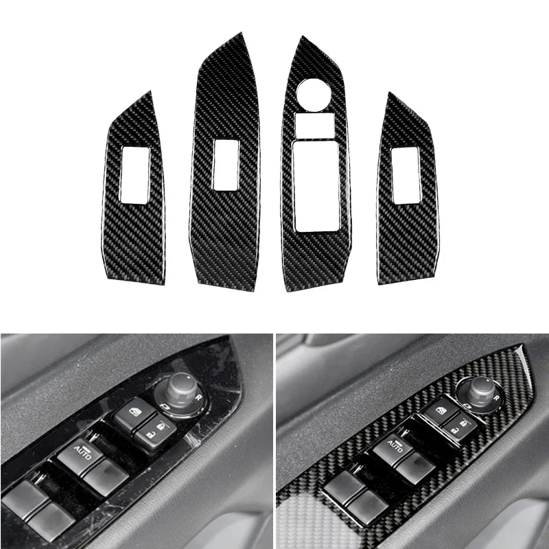 

4pcs Real Carbon Fiber Car Styling Window Switch Door Armrest Panel Cover Protective Trim For Mazda CX-5 CX5 2017 2018 ONLY LHD