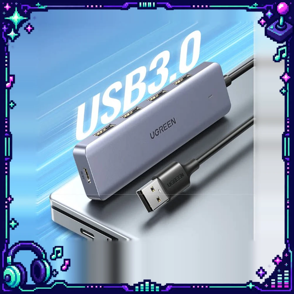 UGREEN 15917 USB 3.0 Hub 4-Port 5Gbps 0.5m Cable Type-C Power Input for Laptop Desktop Keyboard Mouse Flash Drive Hard Drive