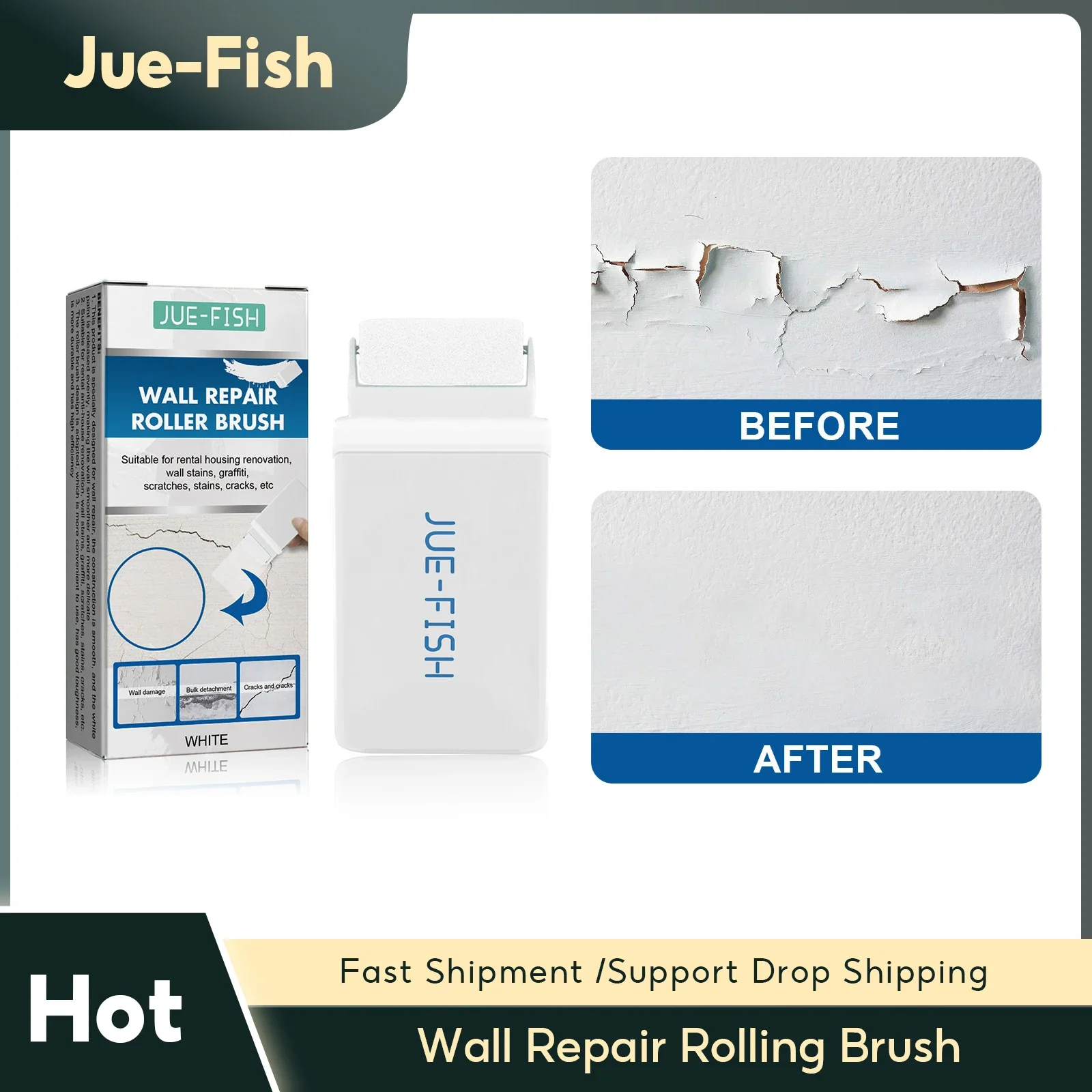 Wall Repair Rolling Brush Graffiti Cover Renovation White Paint Peeling Moisture Proof Anti Cracks Protection Wall Mending Agent