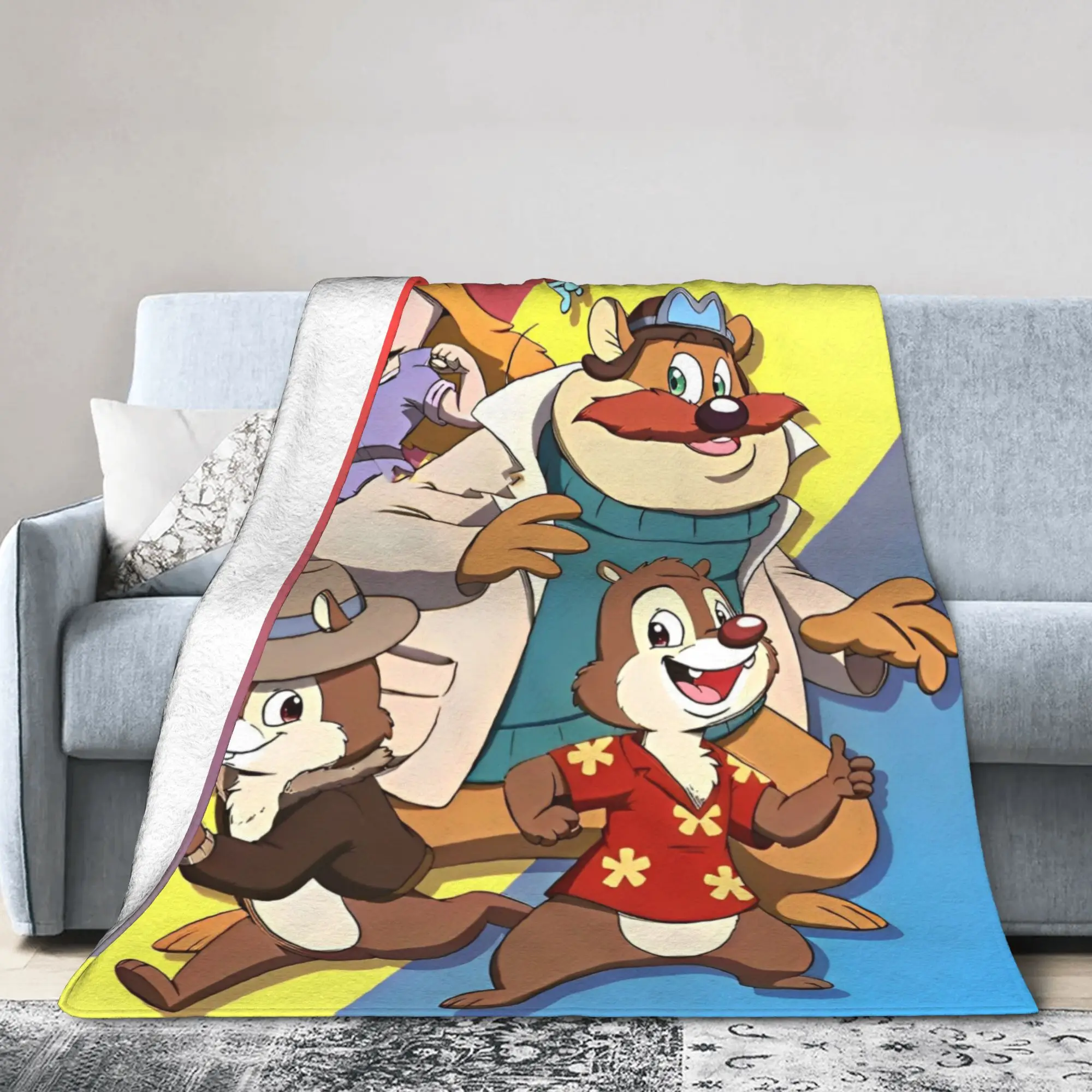 

Одеяло Chip 'n' Dale And Friends, шерстяное одеяло с героями мультфильмов, новинка, теплые пледы для домашнего ресторана, весна/осень