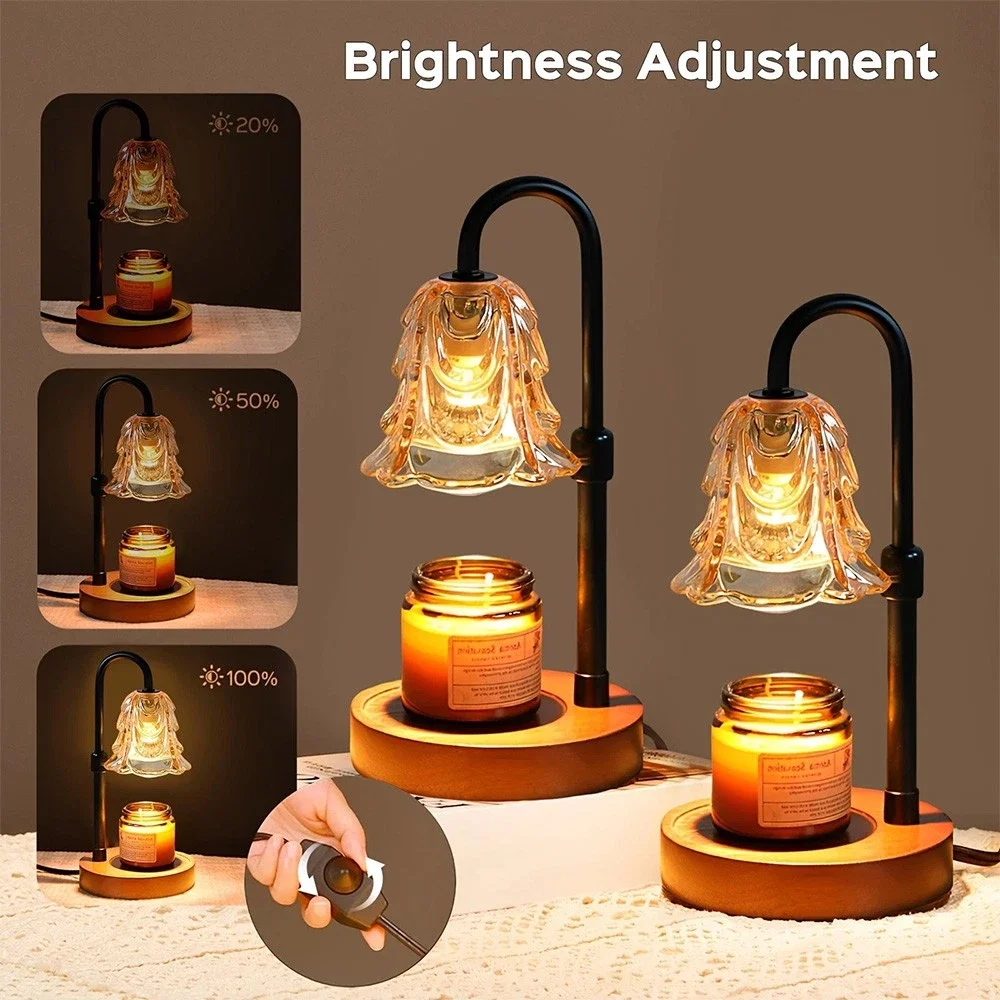 

1/2PCS Candle Warmer Lamp Adjustable Brightness Height Vintage Scented Candles Wax Melt Lantern With Timer Home Decor Gifts