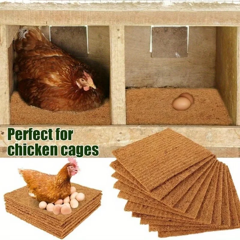 1Pc Chicken Nesting Pads Natural Coconut Palm Hens Nest Bedding Mats Reptile Carpet Multi-Role Poultry Supplies For Laying Eggs
