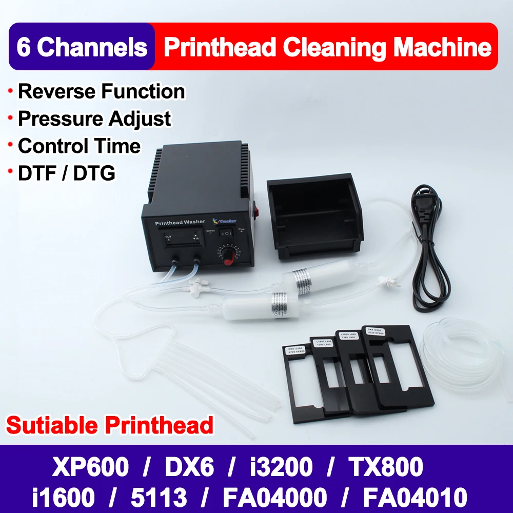 6 Channels Printer Head Clean Machine DX6 XP600 i3200 TX800 i1600 FA04000 FA04010 Washer Kit For Epson L805 L1800 L800