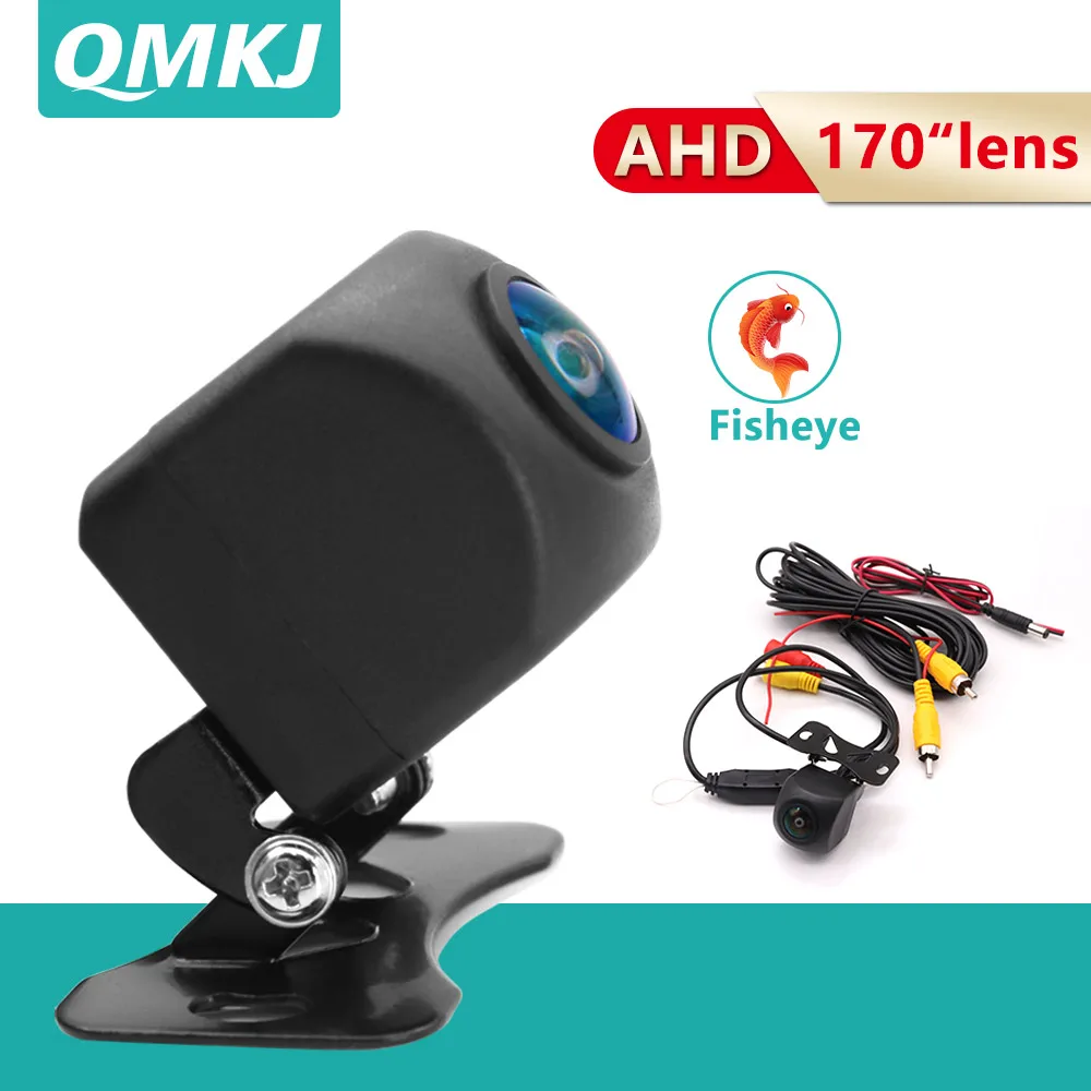 

QMKJ 170 Degree Wide Angle AHD Car Rear View Reverse Camera Night Vision Parking Assistance Camera Vehicle Small Reversing Cam