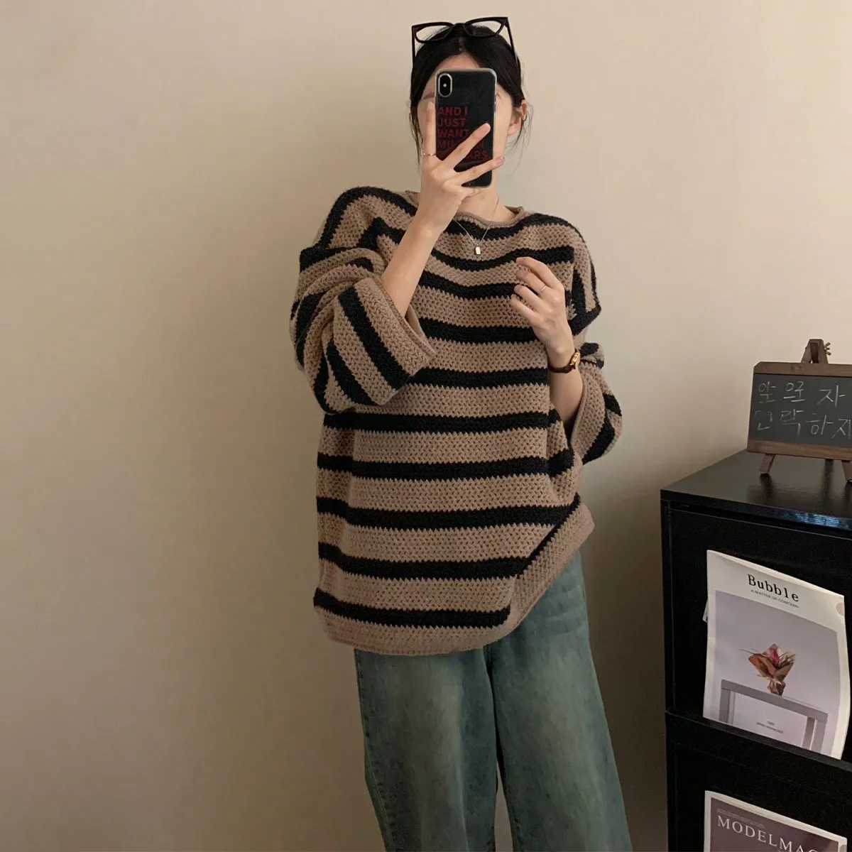 Autumn High-End Wear Stripesd Knitwears for Women 2024 New Spring and Autum Fashionable and Unique Tops