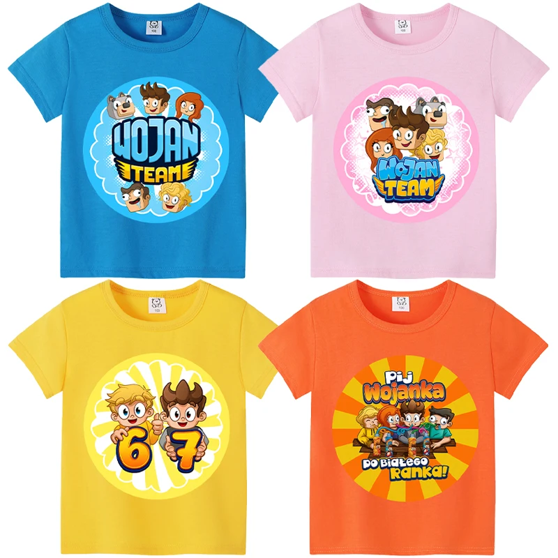 

Wojan Team T-shirts for Boys Girls Anime Cartoon Printed Short-sleeved Top Children Summer Kawaii Sports T-shirts Kids Clothes