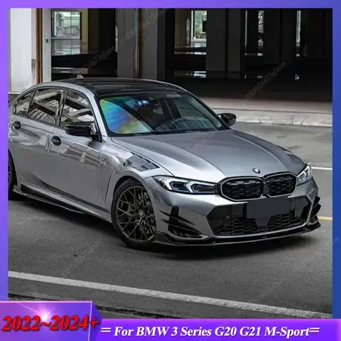 BMW G20 G21 318i 320i 330i M340i 2022-2024 + ABS LCI M-스포츠카 앞 범퍼 카나드 앞 립 스포일러 스플리터 트림 스티커