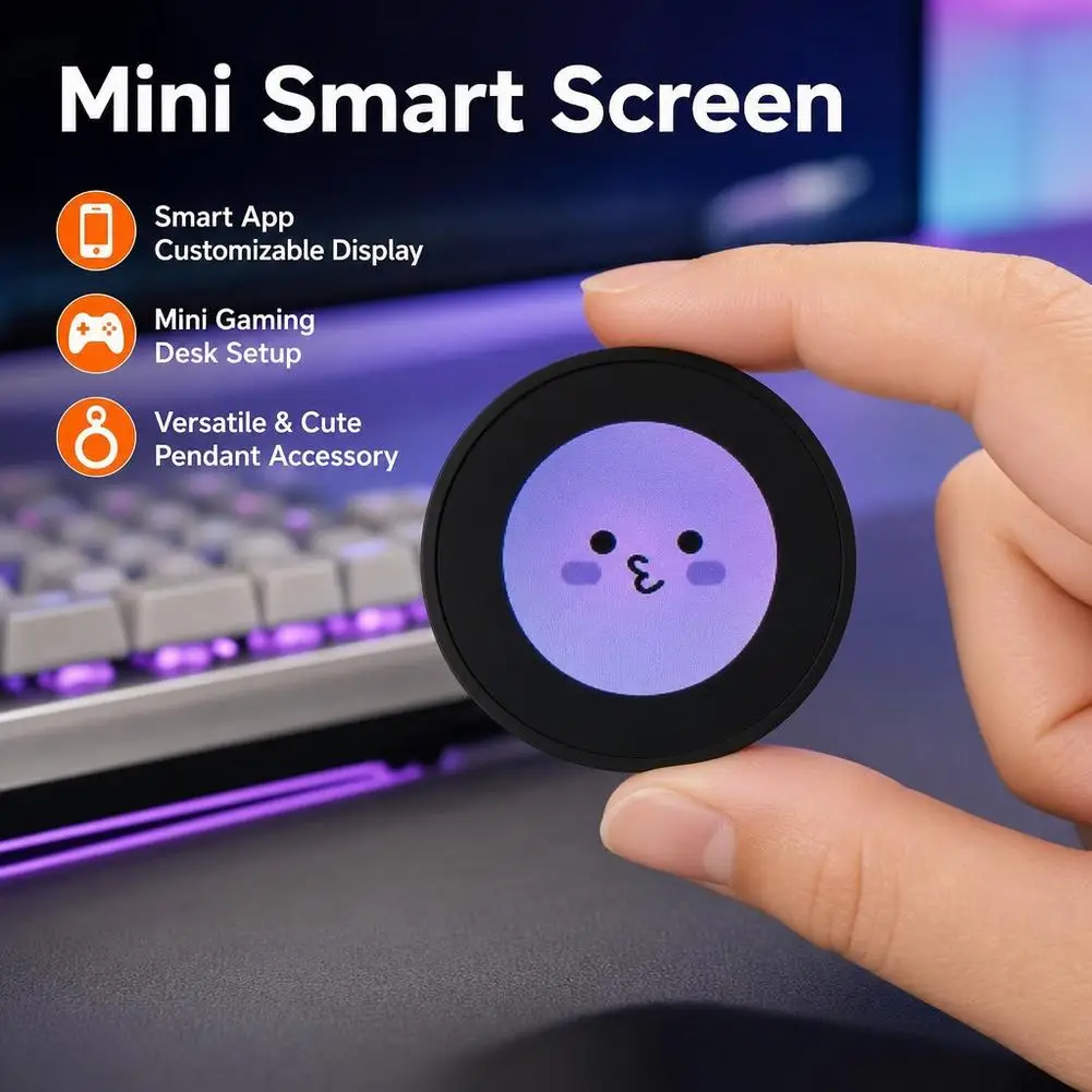 Mini Smart Desktop Decoration E-Badge Customizable Screen Display For Smart Apps Pendant Mini Display Screen