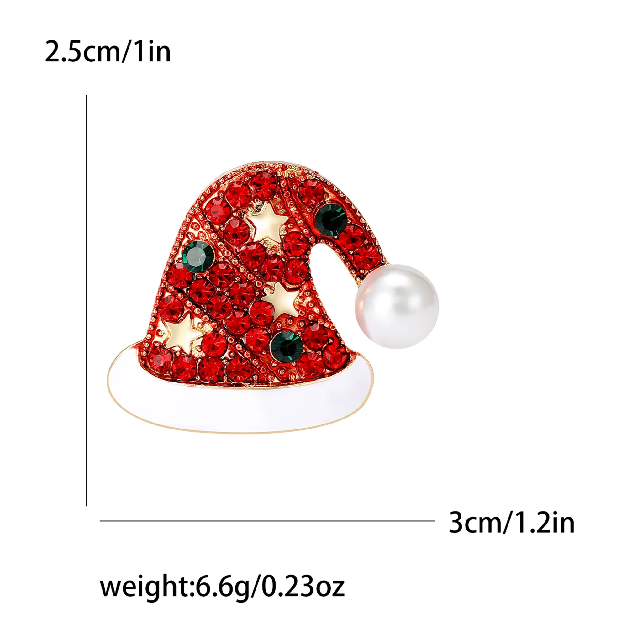 Red Rhinestone Christmas Hat Brooches For Men And Women Christmas Party Coat Bag Decoration Accessories Pins Gifts