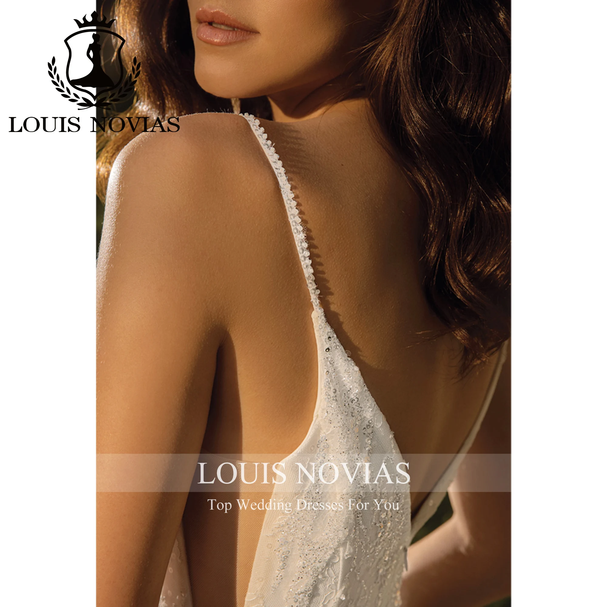 LOUIS NOVIAS Свадебное платье в стиле русалки с глубоким v-образным вырезом и аппликациями, расшитое блестками, со шлейфом, труба, свадебное платье Vestidos De Novia