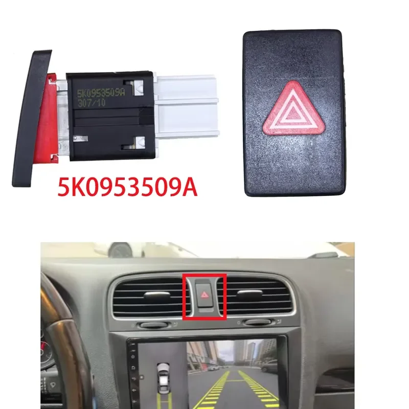 For VW Golf 6 Hazard Light Switch Button Emergency Warning Flasher Replacement Part OE 5K0953509A Auto Interior Accessories