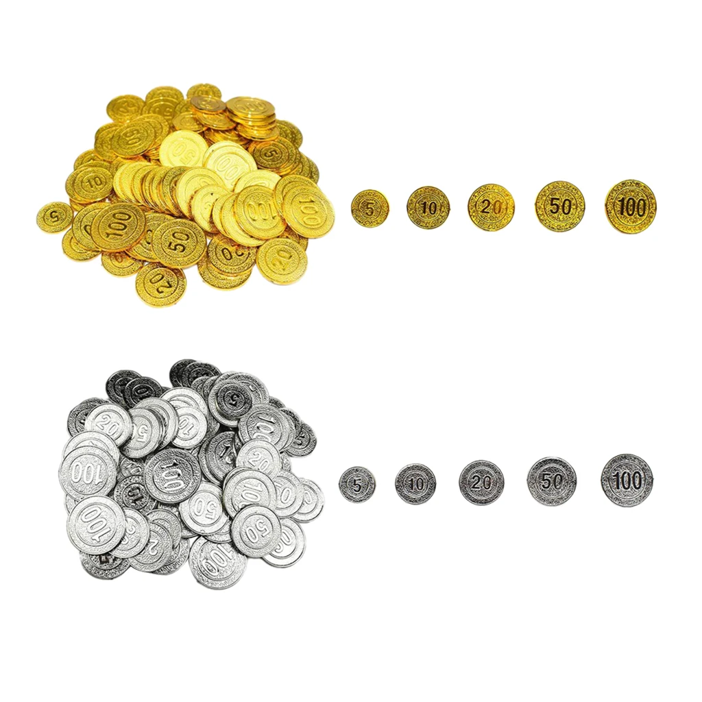 

Набор пластиковых фишек для покера и золотых монет: игровые жетоны для вечеринок и поиска сокровищ