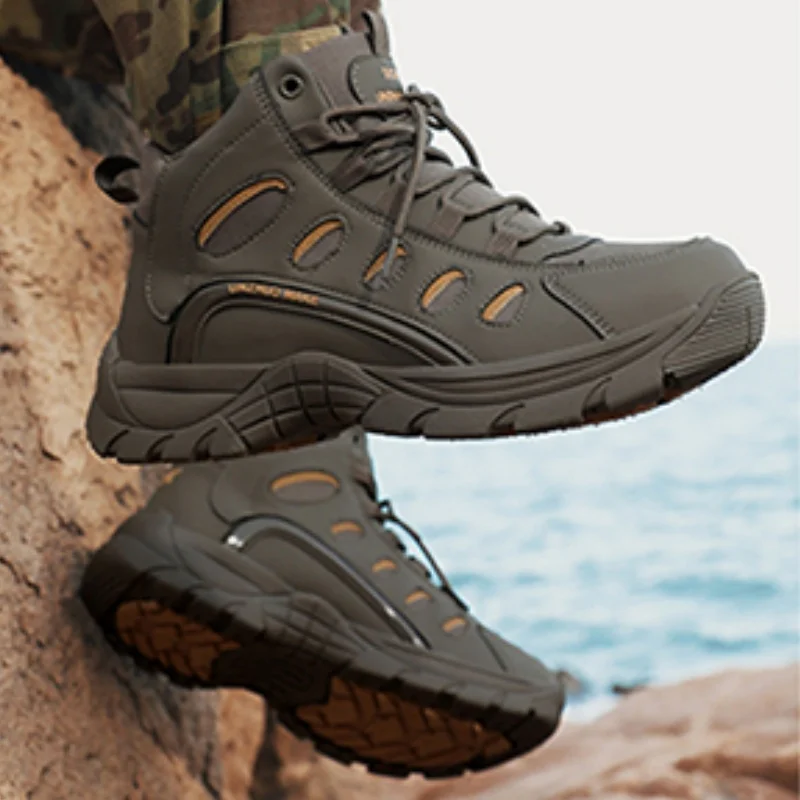 

YRZL Men's Hiking Boots Winter Waterproof Thermal Shoes Non Slip Outdoor Work Boots Big Size Anti Cold Plush Boots Lightweight