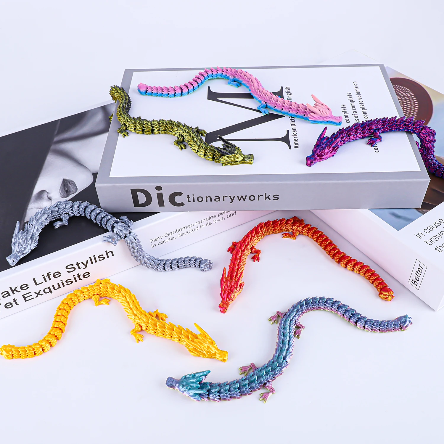 **22cm Bionic Lifelike Simulation Dragon Toy Colorful Dragon Figurine Funny Novelty Gift for Christmas Prank Gag Party Decoratio
